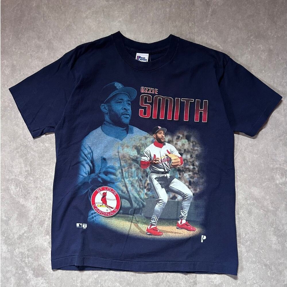 90s Vintage St. Louis Cardinals Ozzie Smith Navy T-Shirt Size L